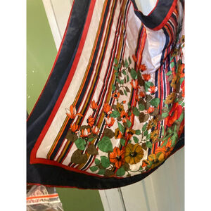 Fiorini Floral Striped Scarf White Navy Orange One Size